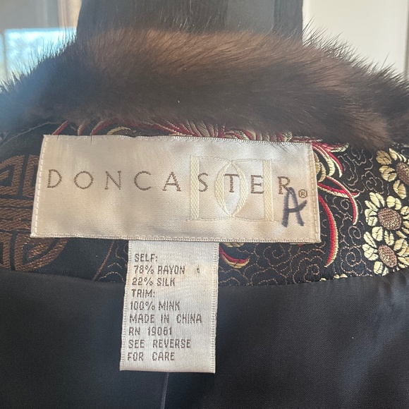 Y2K Brocade Mink Collar Holiday Party Asian Floral Black Brown 12 Doncaster - Picture 9 of 9